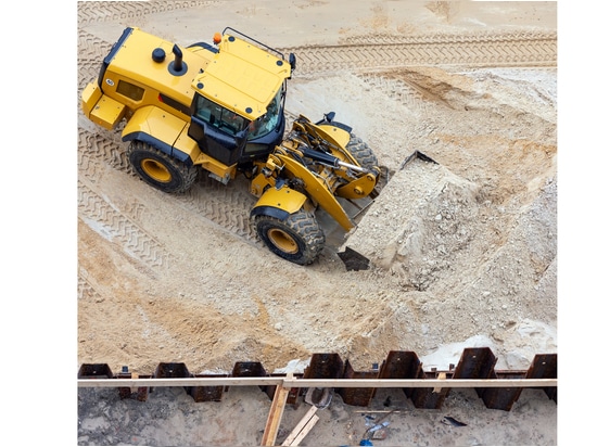 Bagger auf Baustelle