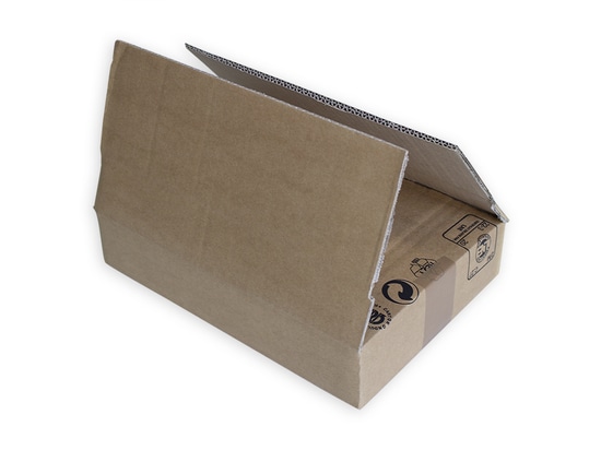 Amerikanische Verpackung (Fefco 0201) nach Verkleinerung durch die Cubilette
