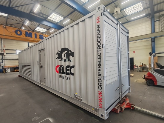 2000-kVA-Generatoraggregat in schallgedämpfter Containerausführung für einen Industriestandort in der Region Hauts-de-France