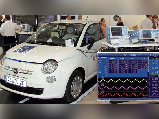 Um den Fiat 500 zu prüfen, verwendete Linde ein Yokogawa DL850V ScopeCorder (a) und ein Analysator der Energie WT1800 (b), der an den elektrischen Träger angeschlossen wurde. Das ScopeCorder ist ei...