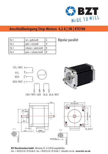 Anschlußbelegung Step-Motore 4,2 A | 3N | KTE190