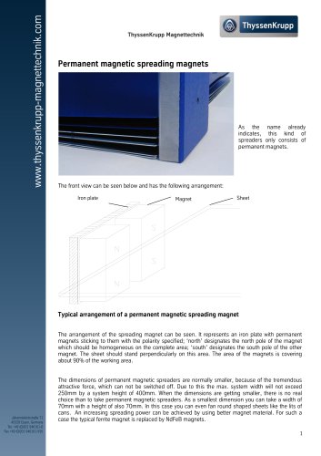 Permanent magnetic spreading magnets