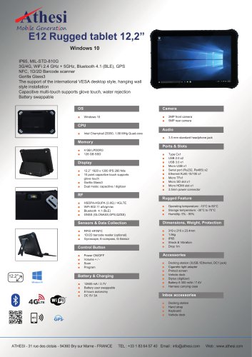 E12 Rugged tablet 12,2”