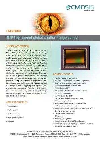 8MP high speed global shutter image sensor