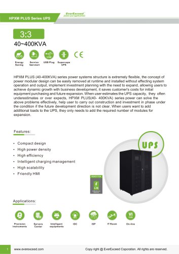 Parallel UPS 40-400KVA HPXM Plus series