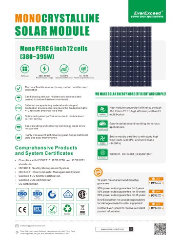 Solar Modules PERC 6 inch 72 cells