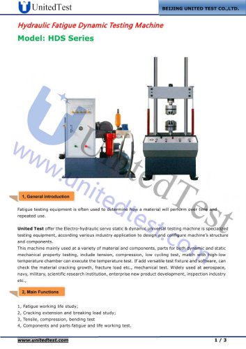 HYDRAULIC FATIGUE DYNAMIC TESTING MACHINE