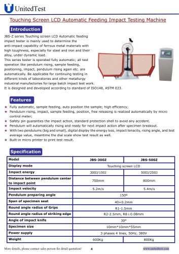 United Test Automatic sample feeding impact tester