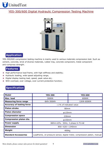 United Test: Compression testing machine - YES-2000 for concrete, building material