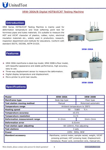 United Test HDT&VICAT Testing Machine