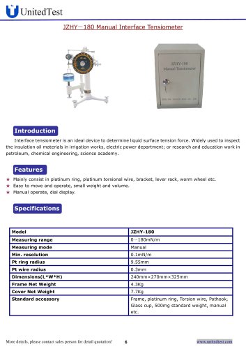 United Test JZHY-180 Analog Du Nouy Ring Tensiometer