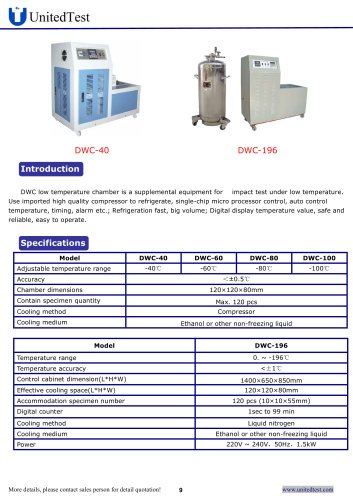 United Test Low temperature chamber for impact test