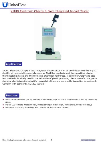 United Test XJJ,XJU Electronic Charpy & Izod Integrated Impact Tester for theroplastic