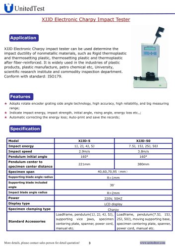 XJU-22 United Test LCD Display Charpy IZOD impact tester for plastic