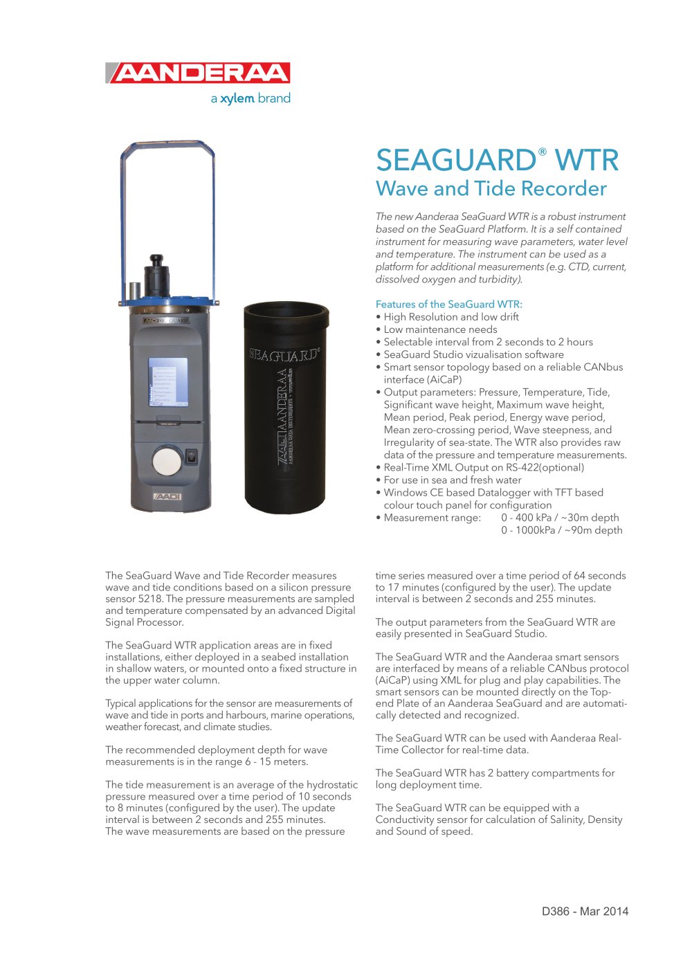 SEAGUARD&reg; Wave and Tide Recorder - Aanderaa