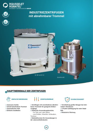 Industriezentrifugen mit abnehmbarer trommel