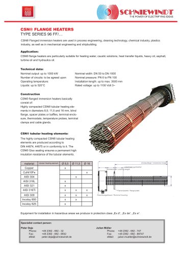 CSN® FLANGE HEATERS  TYPE SERIES 96 FF