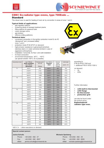 Ex-Room Heater standard type 700 ex