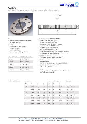 METAGLAS® TYPE 13.SW BOLT ON SIGHT GLASS TO ANSI B16.5 FOR WIPER