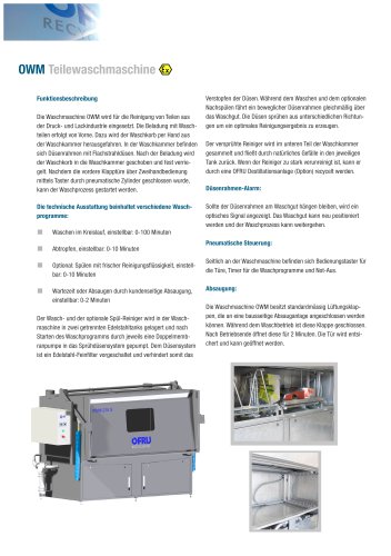 TEILEREINIGUNGSANLAGE, TEILEWASCHMASCHINE OWM