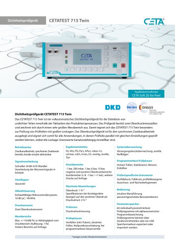 CETA Dichtheitsprüfgerät CETATEST 715 Twin