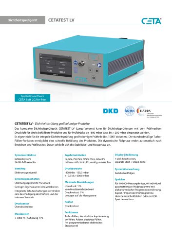 Dichtheitspr&uuml;fger&auml;t CETATETST LV f&uuml;r die Verpackungsindustrie