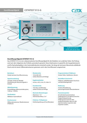 Durchflussprüfgerät CETATEST 915-G