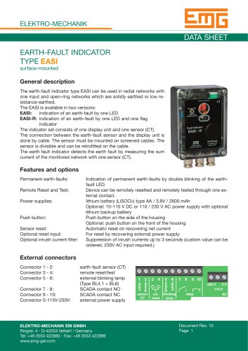 EARTH-FAULT INDICATOR TYPE EASI surface-mounted