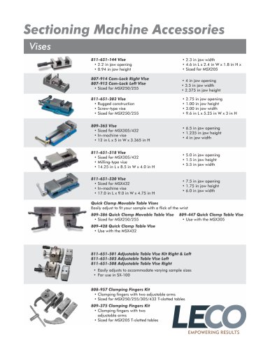 Sectioning Machine Accessories Vises and Clamps