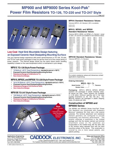 MP900 and MP9000 Series Kool-Pak® Power Film Resistors 