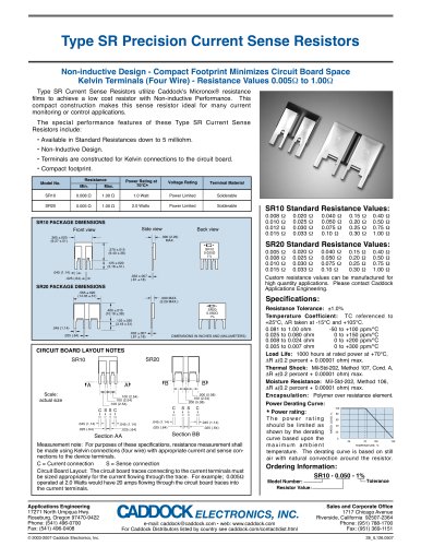 Type SR Precision Current Sense Resistors 