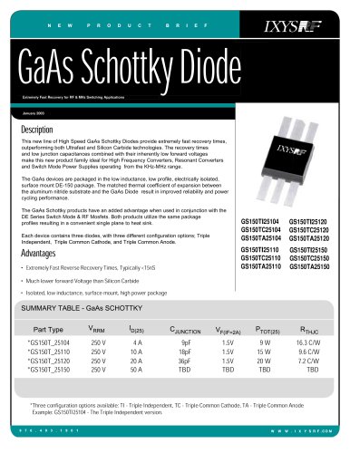 High Speed GaAs Schottky Diodes