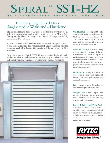 Spiral SST-HZ : High performance Hurricane Zone door