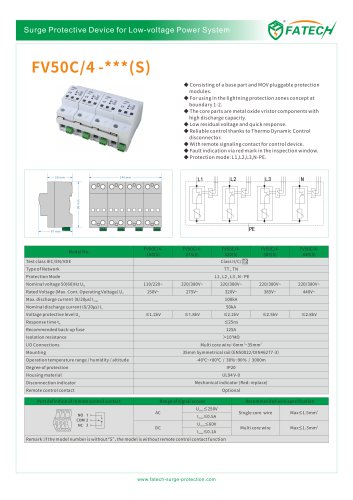 FATECH 50kA surge protector FV50C/4-385 for AC 3 PHASE power system