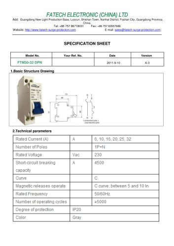 FATECH circuit breaker FTL30-32 DPN for ac circuit