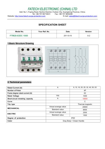 FATECH circuit breaker FTM20-63DC 10KA for dc circuit