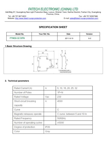 FATECH circuit breaker FTM30-32 DPN for ac circuit