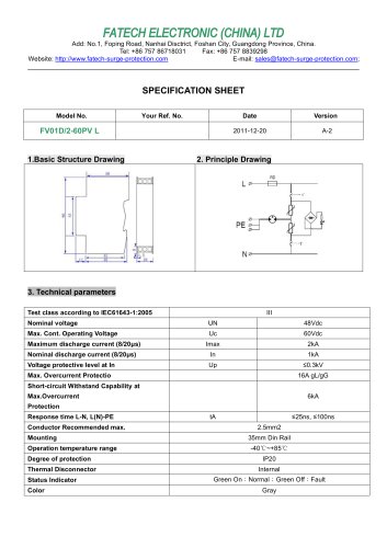 FATECH surge arrester FV01D/2-60PVL for protection with LED display