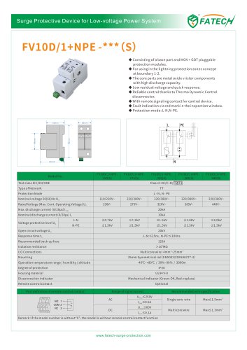 FATECH surge arrester FV10D/1+NPE-275 for single phase power protection