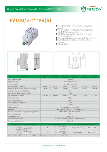 FATECH surge arrester FV10D/2-100PV for protection DC system