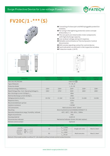 FATECH surge arrester FV20C/1-150 S for low voltage power system