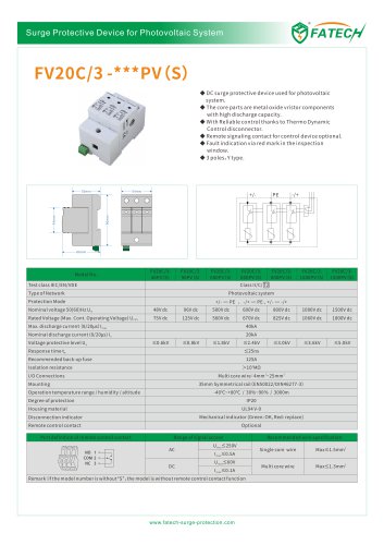 FATECH surge arrester FV20C/3-500PV for dc PV system