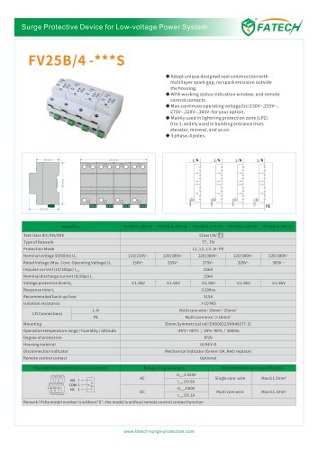 FATECH surge arrester FV25B/4-275 for 3 phase Class 1 AC System