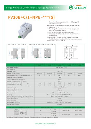 FATECH surge arrester FV30B+C/1+NPE-440 for 1 phase ac power