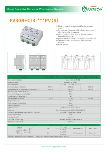 FATECH surge arrester FV30B+C/3-xxx PV S for Solar photovoltaic system