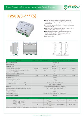 FATECH surge arrester FV50B/3-275 for Iimp50ka AC power protection