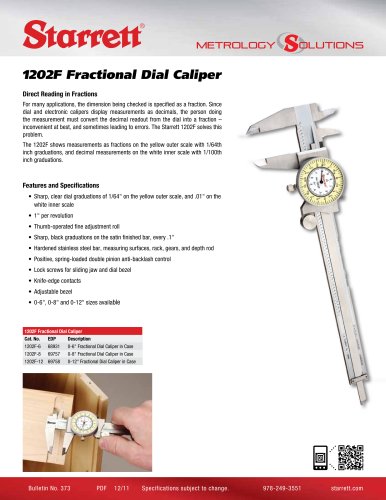 1202F FRACTIONAL DIAL CALIPERS