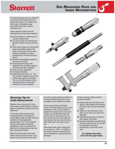 END MEASURING RODS AND INSIDE MICROMETERS