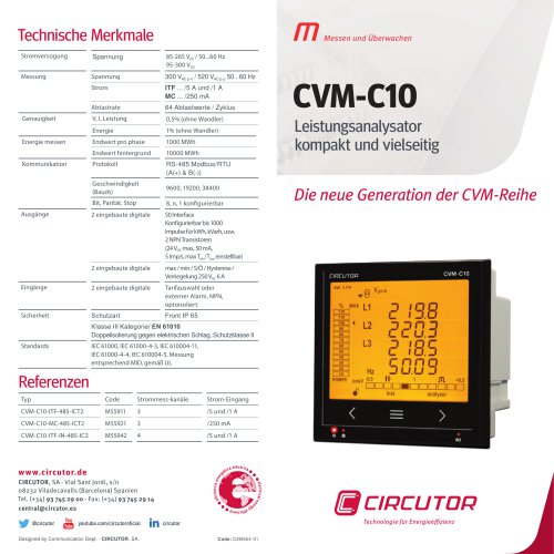 CVM-C10 Leistungsanalysator kompakt und vielseitig