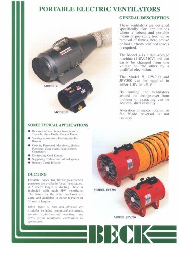 Compressed Air (Beck) Portable Ventilators